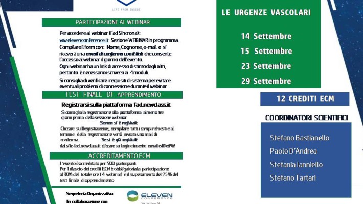 Webinar ( Fad Sincrona)  Le Emergenze Vascolari   – Settembre  2020