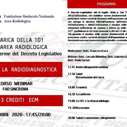 Webinar ( Fad Sincrona)   12   Ottobre   LA 101  E LA  RADIODIAGNOSTICA