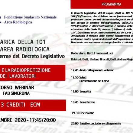 Webinar ( Fad Sincrona)  8  Ottobre   LA 101  E LA  MEDICINA NUCLEARE