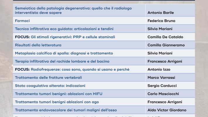 FAD  ASINCRONA –  Trattamenti infiltrativi Eco e TC guidati nella patologia muscoloscheletrica: tecnica di esecuzione e monitoraggio con Imaging  senza e con MDC