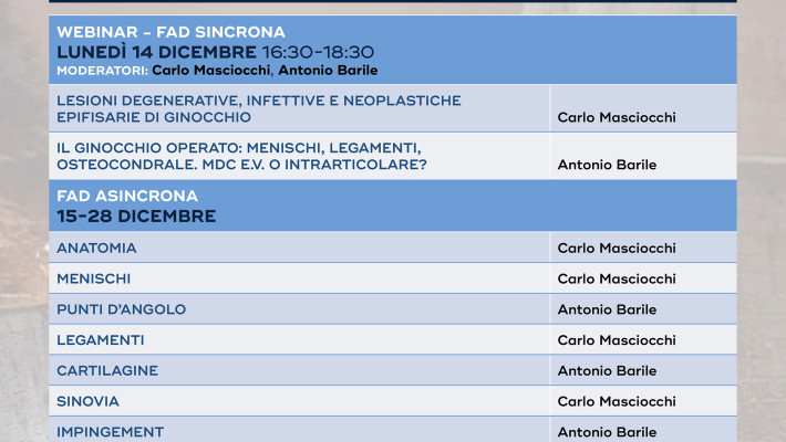 RM DEL GINOCCHIO: quando e perchè usare il MDC – 14/28  Dicembre  2020