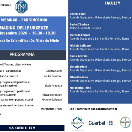 WEBINAR  “IMAGING DELLE URGENZE”   20  Novembre 2020