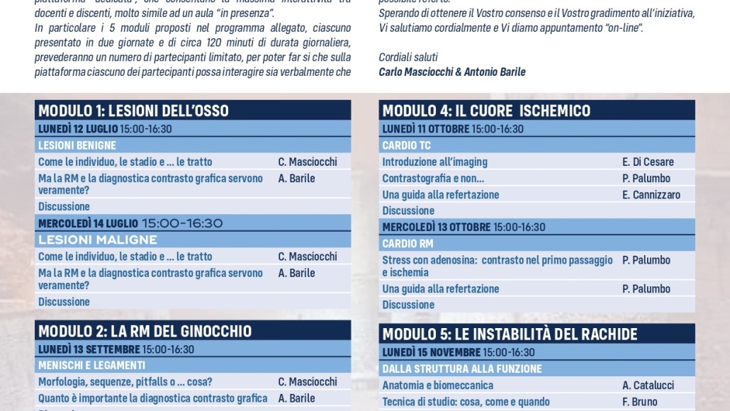 Programmi Didattici Aquilani  –  Luglio-Novembre  2021