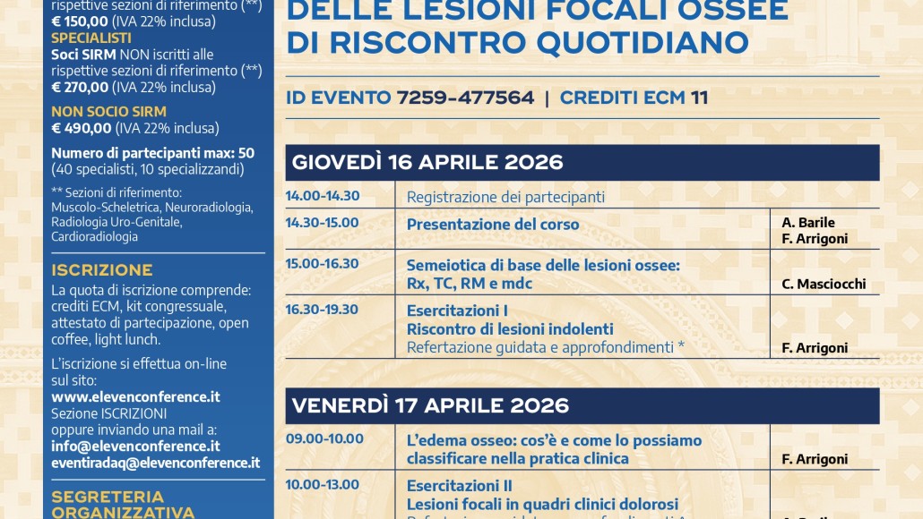 Incidentalomi, simulatori e segni di allerta   16-17 Aprile  2026