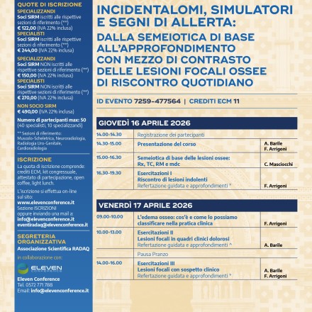 Incidentalomi, simulatori e segni di allerta   16-17 Aprile  2026